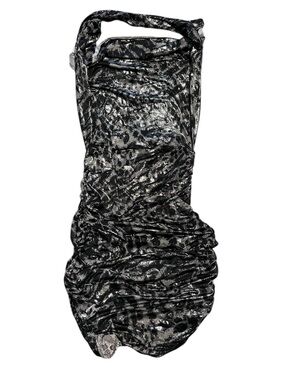 Black and Silver Shimmer Ruched Dress